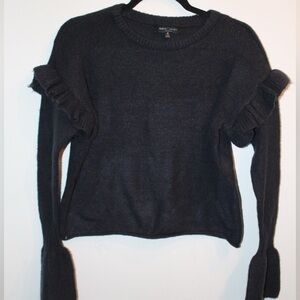 Women’s Romeo and Juliet Couture Navy Blue long ruffle sleeve sweaterSize Medium